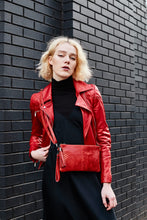 Load image into Gallery viewer, Red Snake Print Clutch Bag