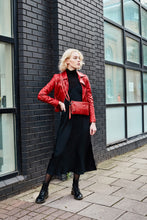 Load image into Gallery viewer, Red Snake Print Clutch Bag