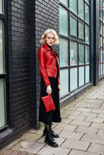 Load image into Gallery viewer, Red Snake Print Clutch Bag