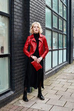 Load image into Gallery viewer, Red Snake Print Clutch Bag