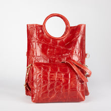 Load image into Gallery viewer, Red Croc Print Shopper Bag