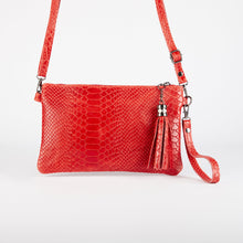 Load image into Gallery viewer, Red Snake Print Clutch Bag