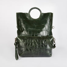 Load image into Gallery viewer, Green Crocodile Print Shopper Bag