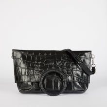 Load image into Gallery viewer, Black Crocodile Print Shopper Bag