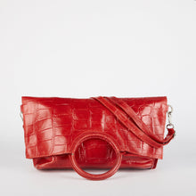 Load image into Gallery viewer, Red Crocodile Print Shopper Bag