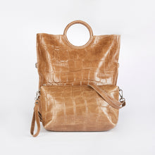 Load image into Gallery viewer, Light Brown Crocodile Print Shopper Bag