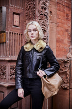 Load image into Gallery viewer, Light Brown Snake Print Leather Tote Bag