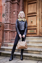 Load image into Gallery viewer, Light Brown Snake Print Leather Tote Bag