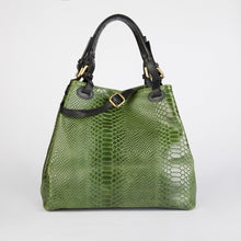 Load image into Gallery viewer, Green Snake Print Tote Bag