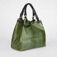 Load image into Gallery viewer, Green Snake Print Tote Bag