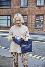 Load image into Gallery viewer, Blue Crocodile Print Shopper Bag