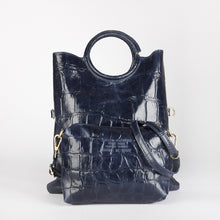Load image into Gallery viewer, Blue Crocodile Print Shopper Bag