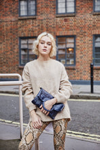 Load image into Gallery viewer, Blue Crocodile Print Shopper Bag