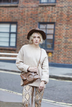 Load image into Gallery viewer, Light Brown Croc Print Shopper Bag