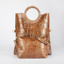 Load image into Gallery viewer, Light Brown Croc Print Shopper Bag
