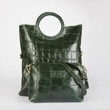 Load image into Gallery viewer, Green Crocodile Print Shopper Bag