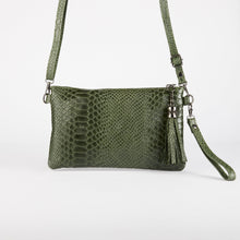 Load image into Gallery viewer, Green Snake Print Clutch Bag