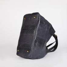 Load image into Gallery viewer, Blue Snake Print Leather Tote Bag