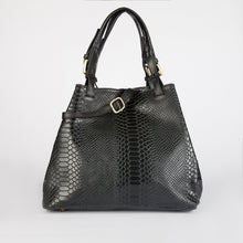 Load image into Gallery viewer, Black Snake Print Tote Bag