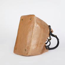 Load image into Gallery viewer, Light Brown Snake Print Leather Tote Bag