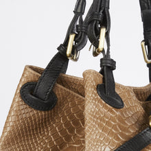 Load image into Gallery viewer, Light Brown Snake Print Leather Tote Bag