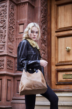 Load image into Gallery viewer, Light Brown Snake Print Leather Tote Bag