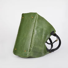 Load image into Gallery viewer, Green Snake Print Tote Bag