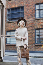 Load image into Gallery viewer, Light Brown Croc Print Shopper Bag