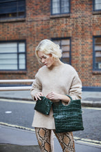 Load image into Gallery viewer, Green Crocodile Print Shopper Bag
