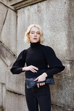 Load image into Gallery viewer, Black Leather Clutch Bag