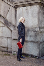 Load image into Gallery viewer, Red Snake Print Clutch Bag