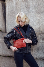 Load image into Gallery viewer, Red Snake Print Clutch Bag