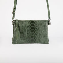 Load image into Gallery viewer, Green Snake Print Clutch Bag