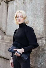 Load image into Gallery viewer, Black Leather Clutch Bag