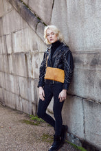 Load image into Gallery viewer, Mustard Snake Print Clutch Bag