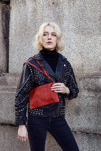 Load image into Gallery viewer, Red Snake Print Clutch Bag