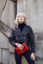 Load image into Gallery viewer, Red Snake Print Clutch Bag