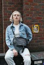 Load image into Gallery viewer, Black Croc Print Crossbody Bag