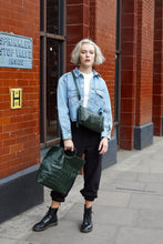 Load image into Gallery viewer, Green Crocodile Print Shopper Bag
