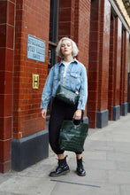 Load image into Gallery viewer, Green Crocodile Print Shopper Bag