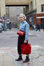 Load image into Gallery viewer, Red Crocodile Print Shopper Bag