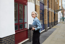 Load image into Gallery viewer, Black Crocodile Print Shopper Bag