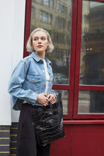 Load image into Gallery viewer, Black Crocodile Print Shopper Bag