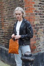 Load image into Gallery viewer, Brown Crocodile Print Shopper Bag