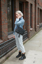 Load image into Gallery viewer, Black Croc Print Crossbody Bag