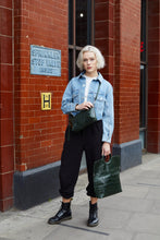 Load image into Gallery viewer, Green Crocodile Print Shopper Bag