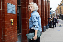 Load image into Gallery viewer, Green Crocodile Print Shopper Bag