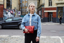 Load image into Gallery viewer, Red Crocodile Print Shopper Bag