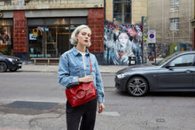 Load image into Gallery viewer, Red Crocodile Print Shopper Bag