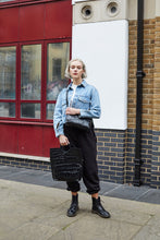 Load image into Gallery viewer, Black Crocodile Print Shopper Bag